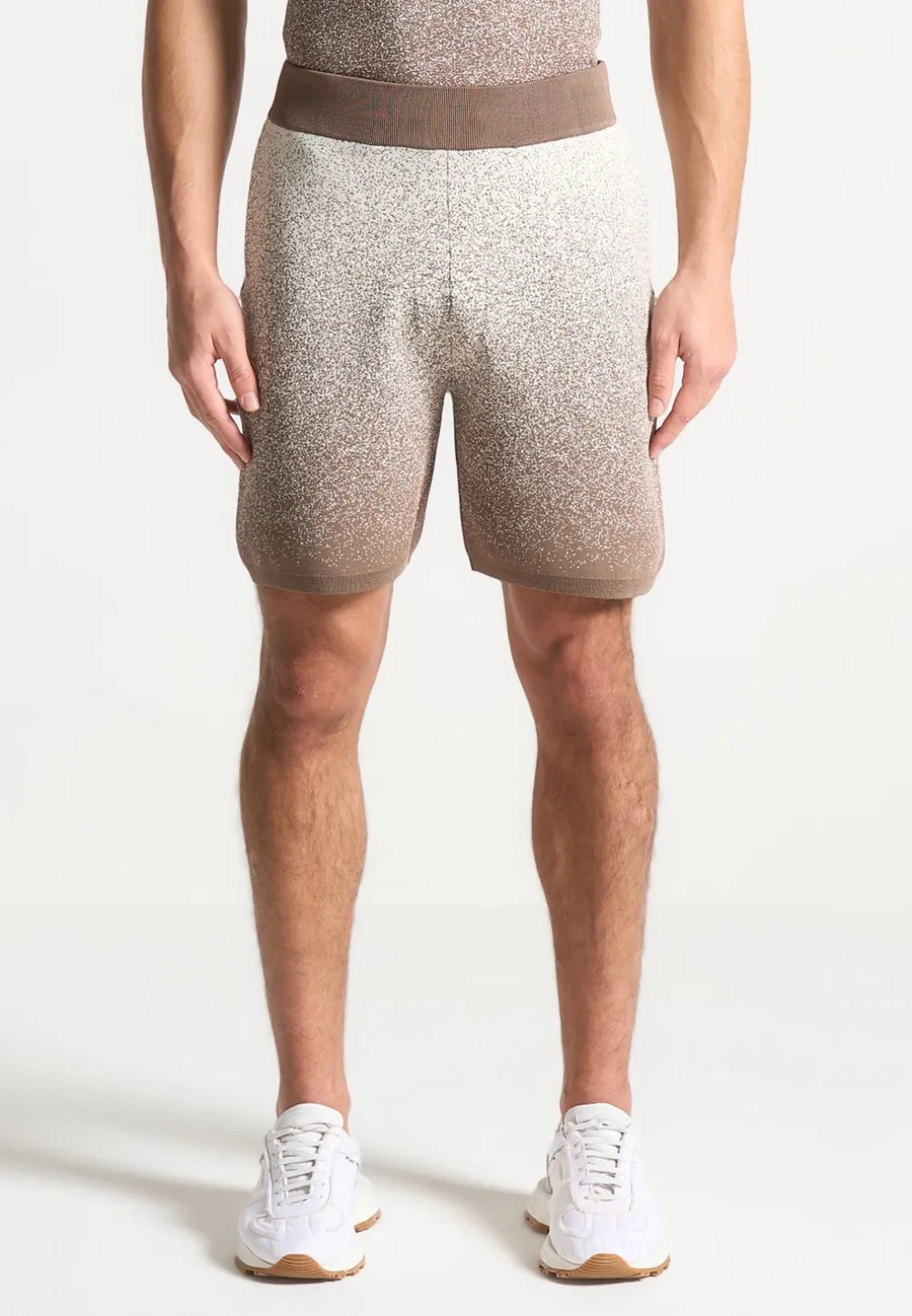 Ombre Knit Shorts - Taupe/White