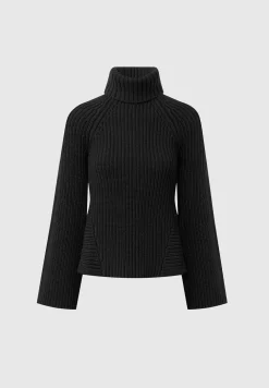 Open Back Knit Roll Neck Jumper