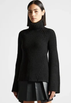 Open Back Knit Roll Neck Jumper