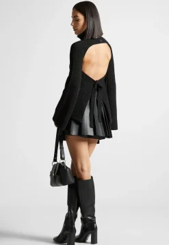 Open Back Knit Roll Neck Jumper