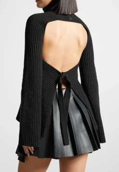 Open Back Knit Roll Neck Jumper