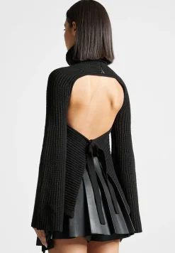 Open Back Knit Roll Neck Jumper