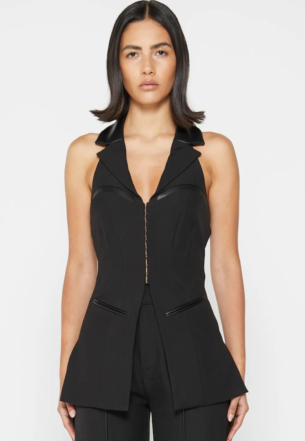 Open Back Waistcoat With Vegan Leather
