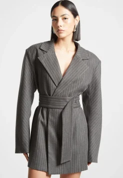 Oversized Pinstripe Blazer Dress