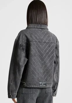 Oversized Rhinestone Denim Jacket