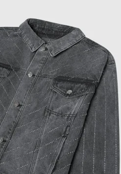 Oversized Rhinestone Denim Jacket