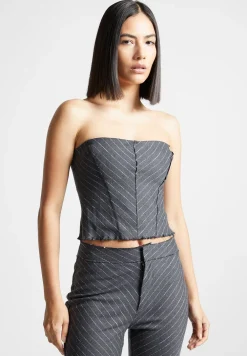 Pinstripe Bandeau Corset Top