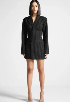 Pinstripe Blazer Dress With Reversible Corset
