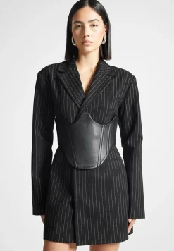 Pinstripe Blazer Dress With Reversible Corset
