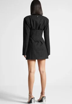Pinstripe Blazer Dress With Reversible Corset