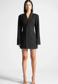Pinstripe Blazer Dress With Reversible Corset