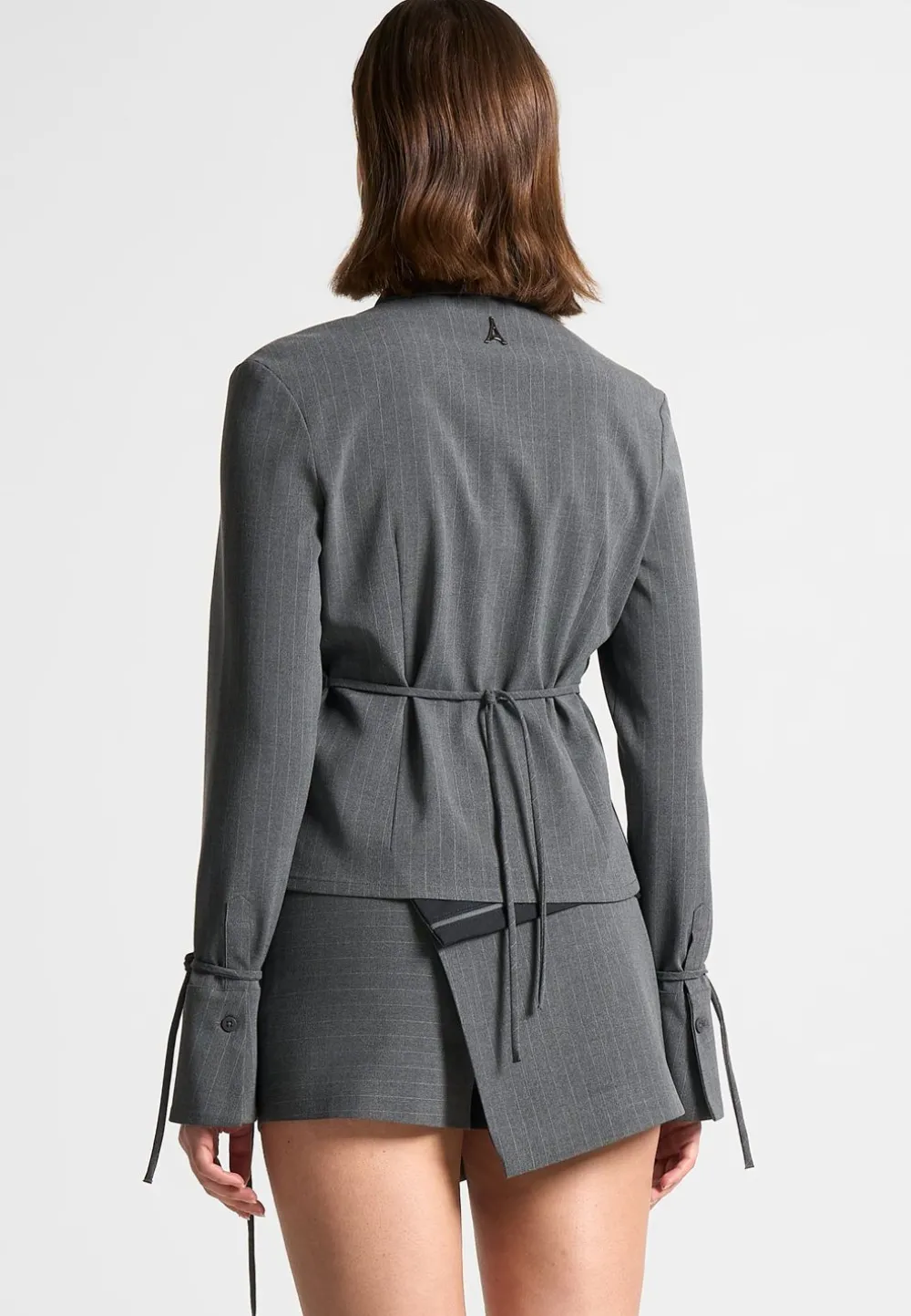 Pinstripe Cinch Tailored Shirt With Ties