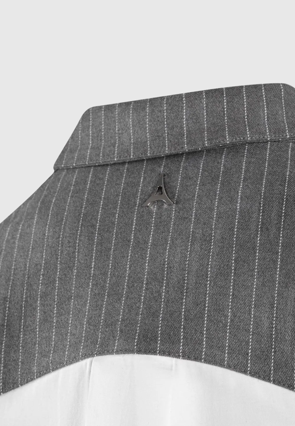 Pinstripe Contrast Cropped Shirt - Grey