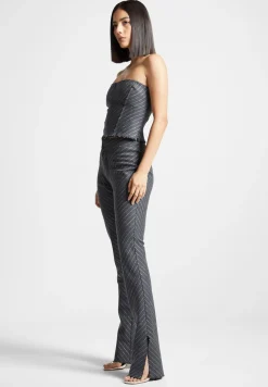 Pinstripe Mini Flared Trousers