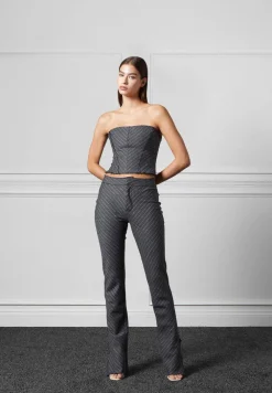 Pinstripe Mini Flared Trousers