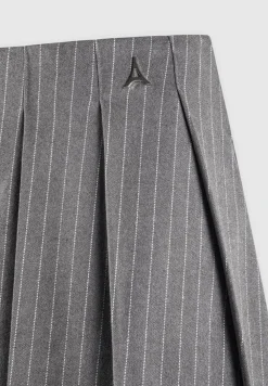 Pinstripe Pleated Skort - Grey Pinstripe