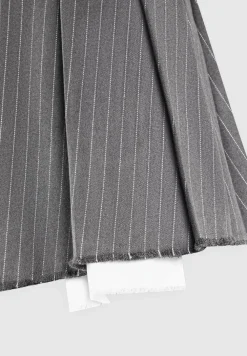 Pinstripe Pleated Skort - Grey Pinstripe