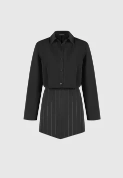 Pinstripe Skirt Shirt Dress