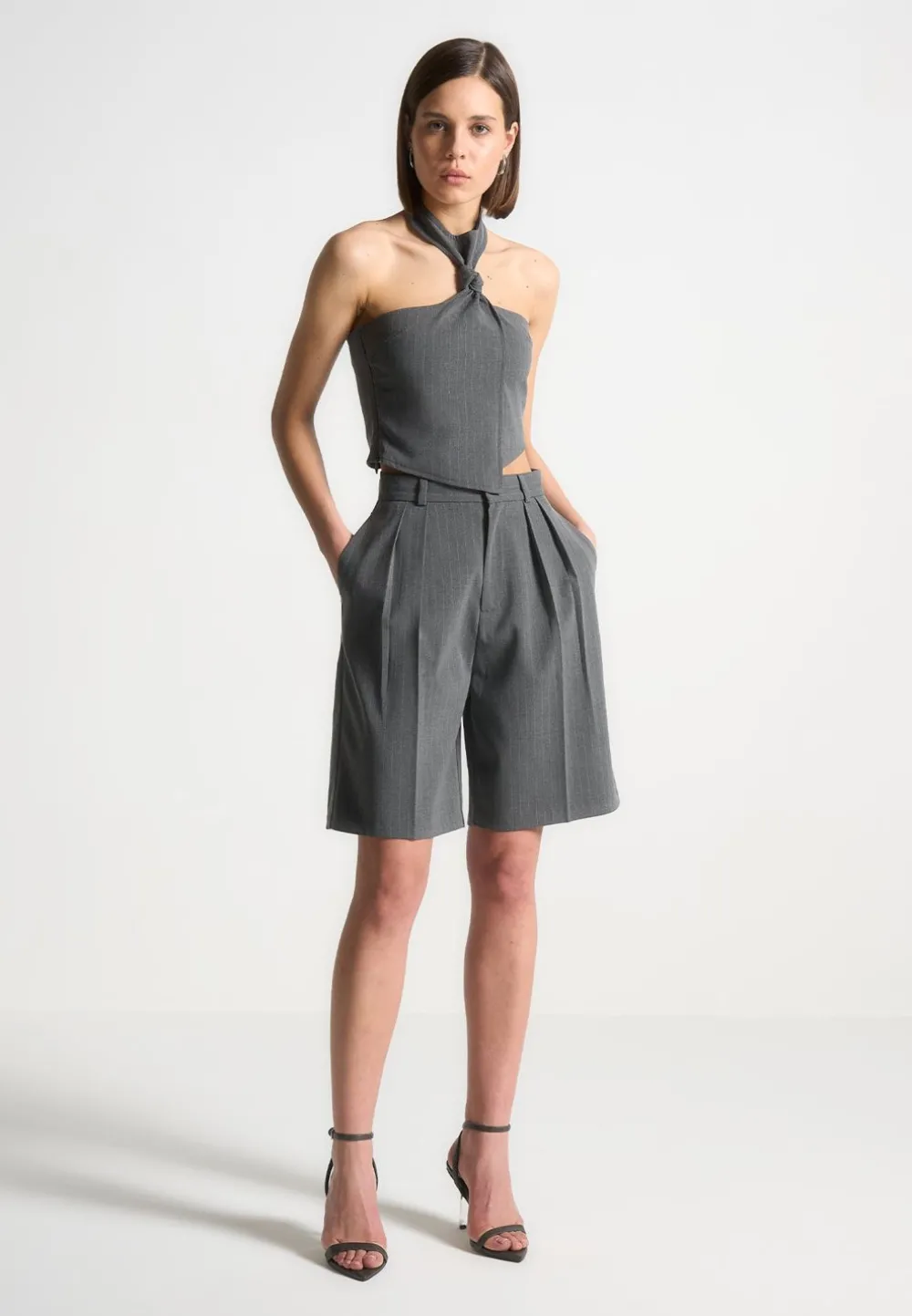 Pinstripe Tailored City Shorts