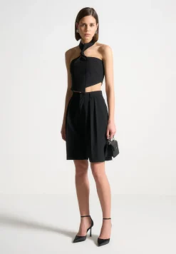 Pinstripe Tie Knot Halter Top