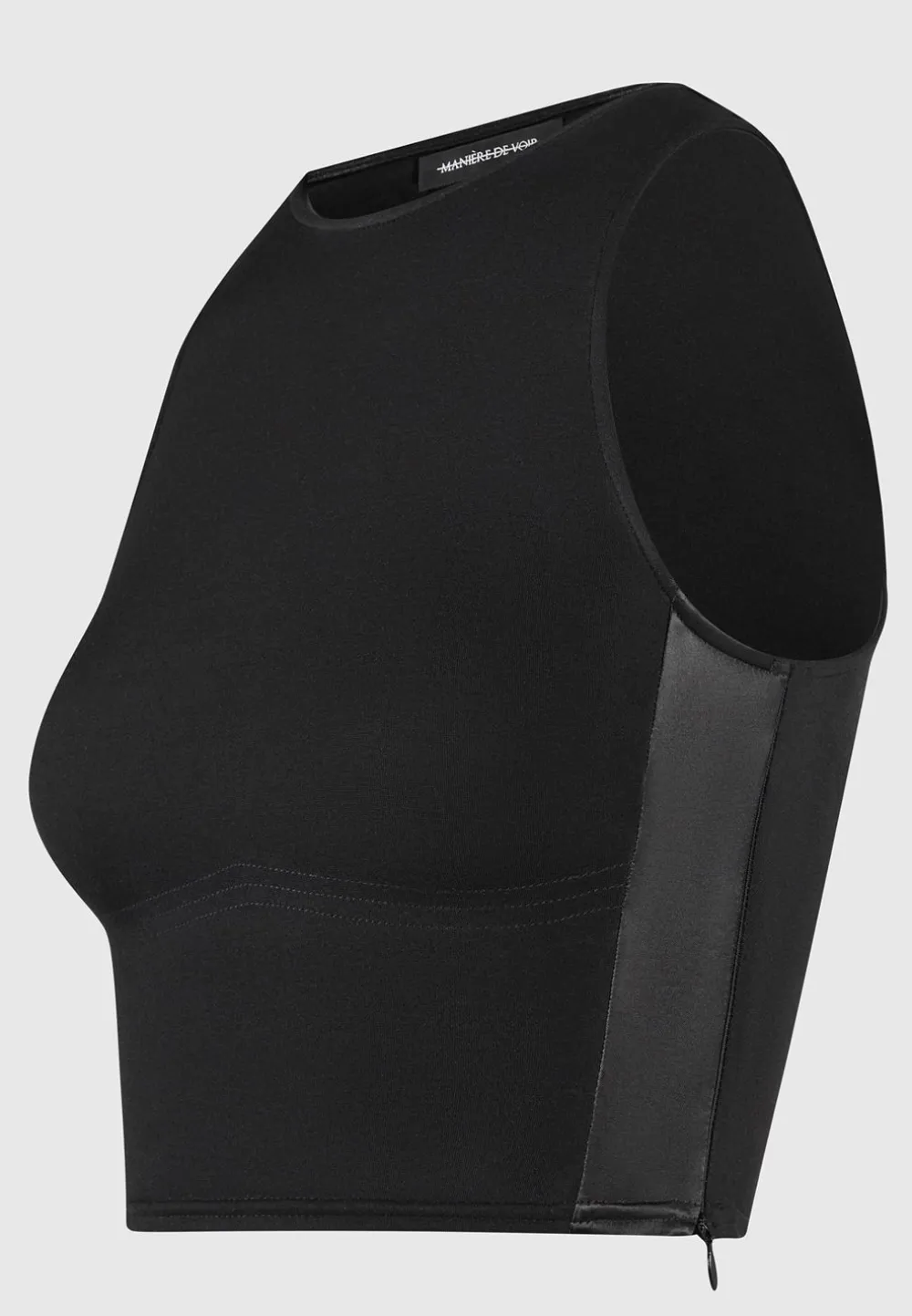 Racer Crop Top With Satin Panels