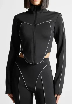 Reflective Piped Long Sleeve Corset Jacket