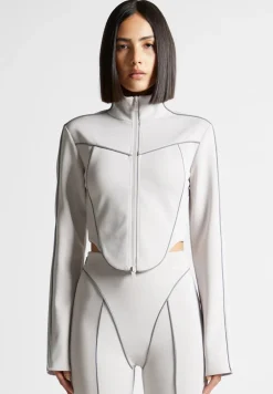 Reflective Piped Long Sleeve Corset Jacket