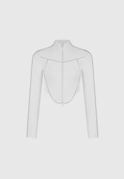 Reflective Piped Long Sleeve Corset Jacket
