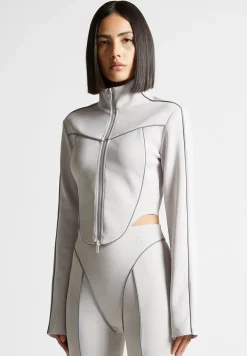 Reflective Piped Long Sleeve Corset Jacket