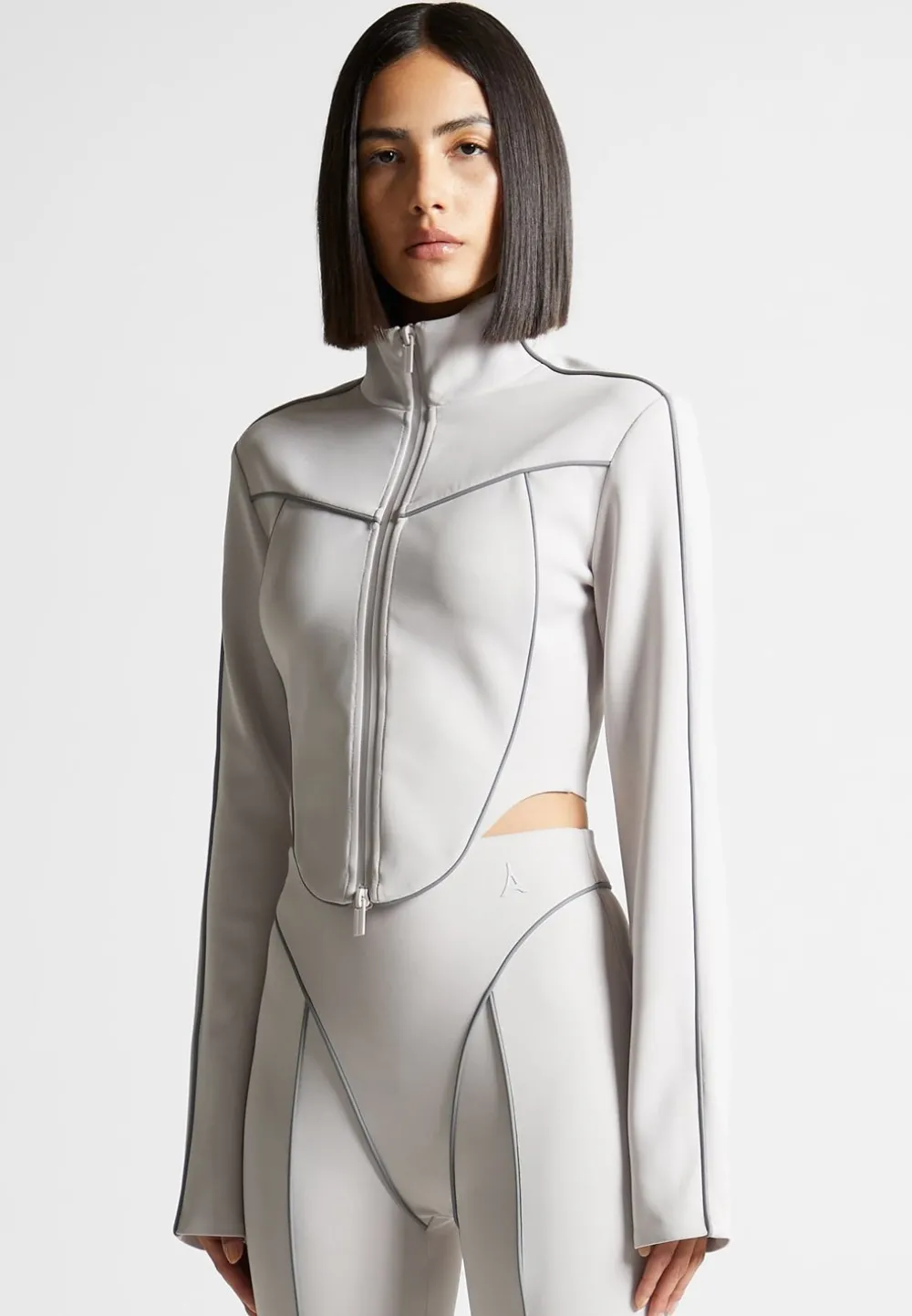 Reflective Piped Long Sleeve Corset Jacket