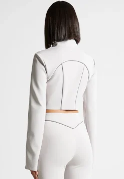Reflective Piped Long Sleeve Corset Jacket
