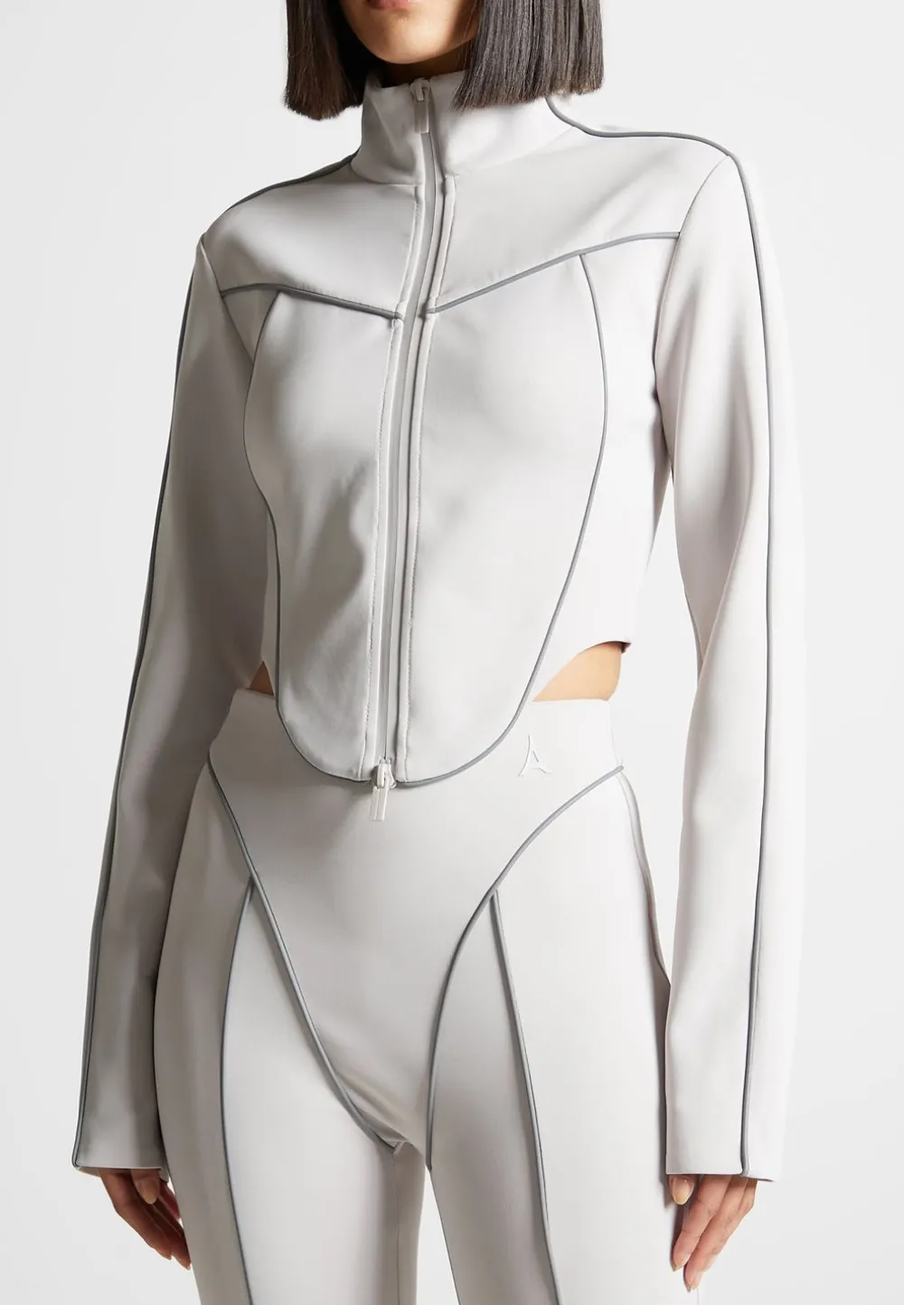 Reflective Piped Long Sleeve Corset Jacket