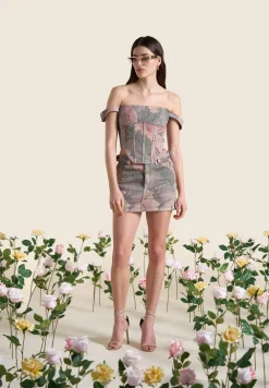 Renaissance Camo Bardot Corset Top