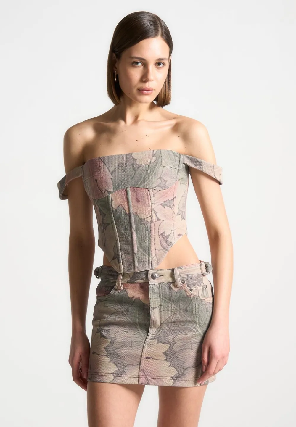 Renaissance Camo Bardot Corset Top