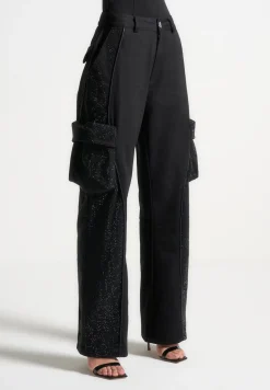 Rhinestone Contour Cargo Pants