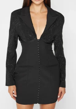 Rhinestone Corset Blazer Dress