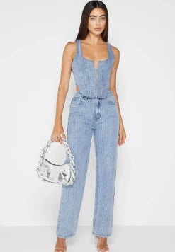 Rhinestone Denim Corset