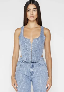 Rhinestone Denim Corset