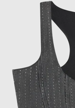 Rhinestone Denim Corset