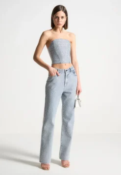 Rhinestone Eiffel Boyfriend Jeans