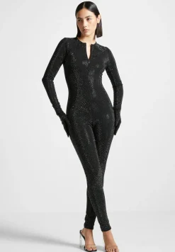 Rhinestone Jumpsuit With Gloves