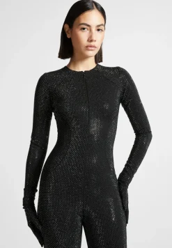 Rhinestone Jumpsuit With Gloves