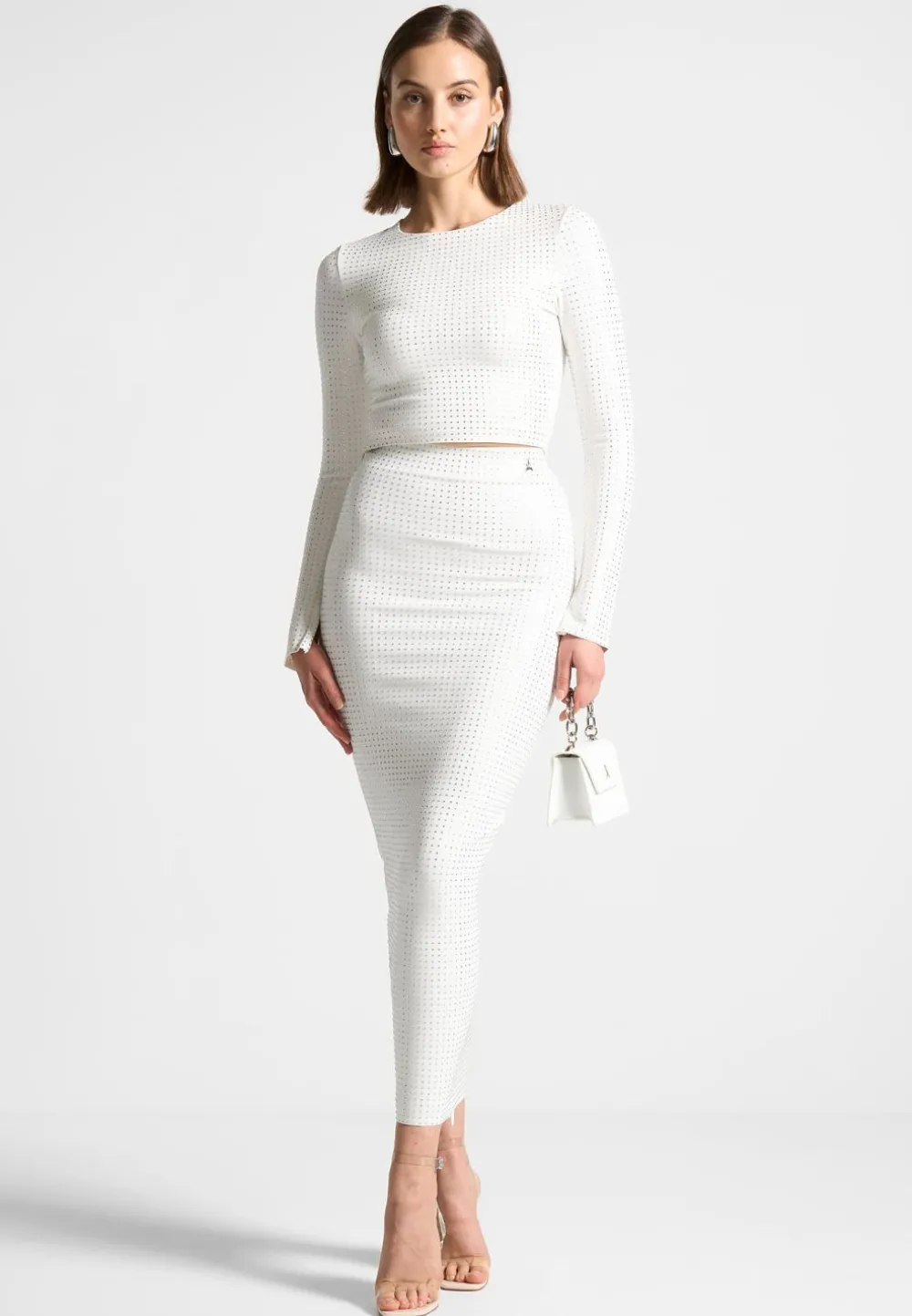 Rhinestone Long Sleeve Bandage Top