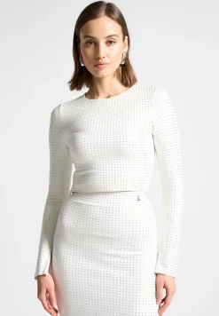 Rhinestone Long Sleeve Bandage Top