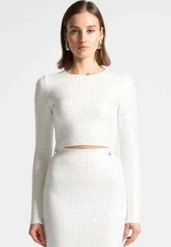 Rhinestone Long Sleeve Bandage Top