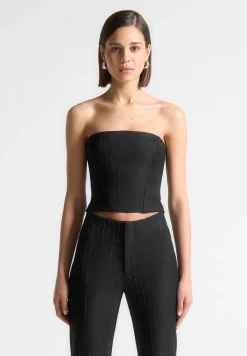 Rhinestone Tailored Bandeau Corset Top