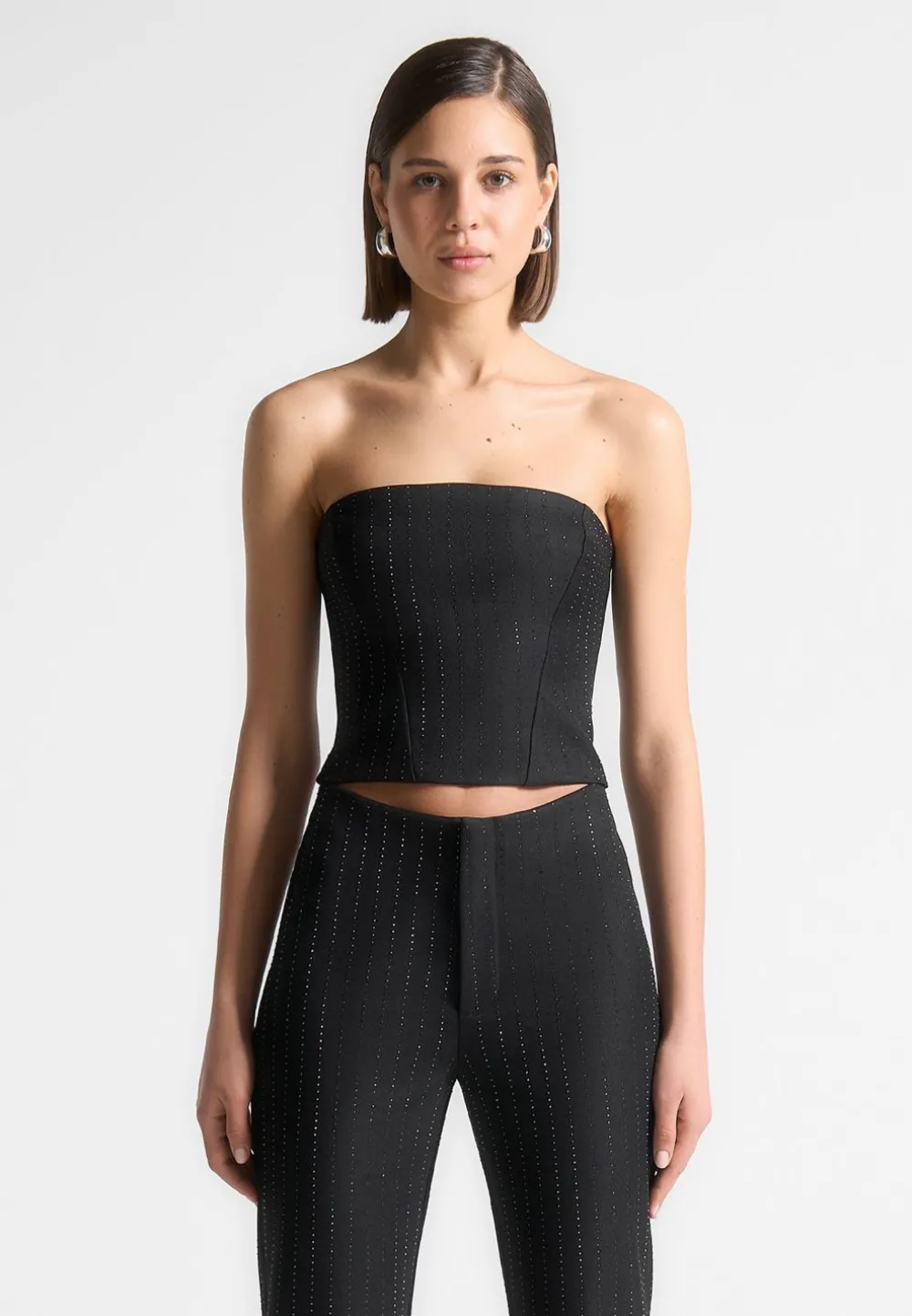 Rhinestone Tailored Bandeau Corset Top