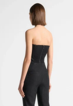 Rhinestone Tailored Bandeau Corset Top