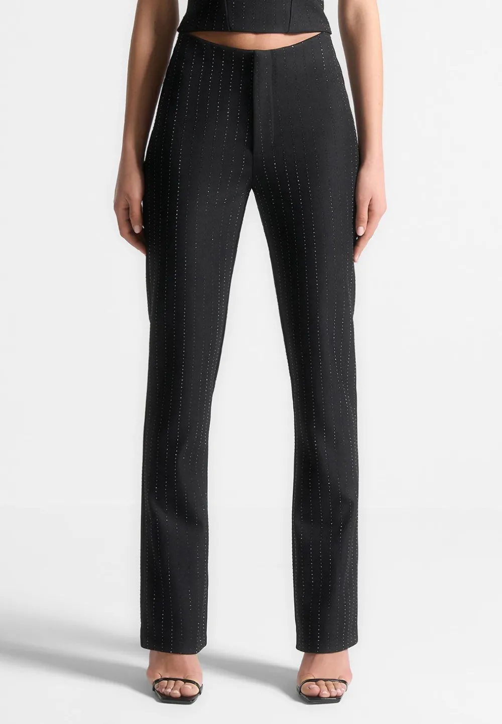 Rhinestone Tailored Straight Leg Trousers