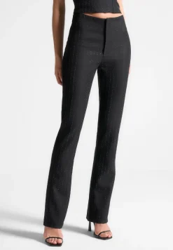 Rhinestone Tailored Straight Leg Trousers